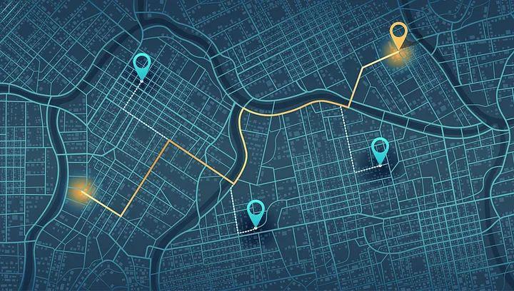 A live pickup and drop route mapped across the city